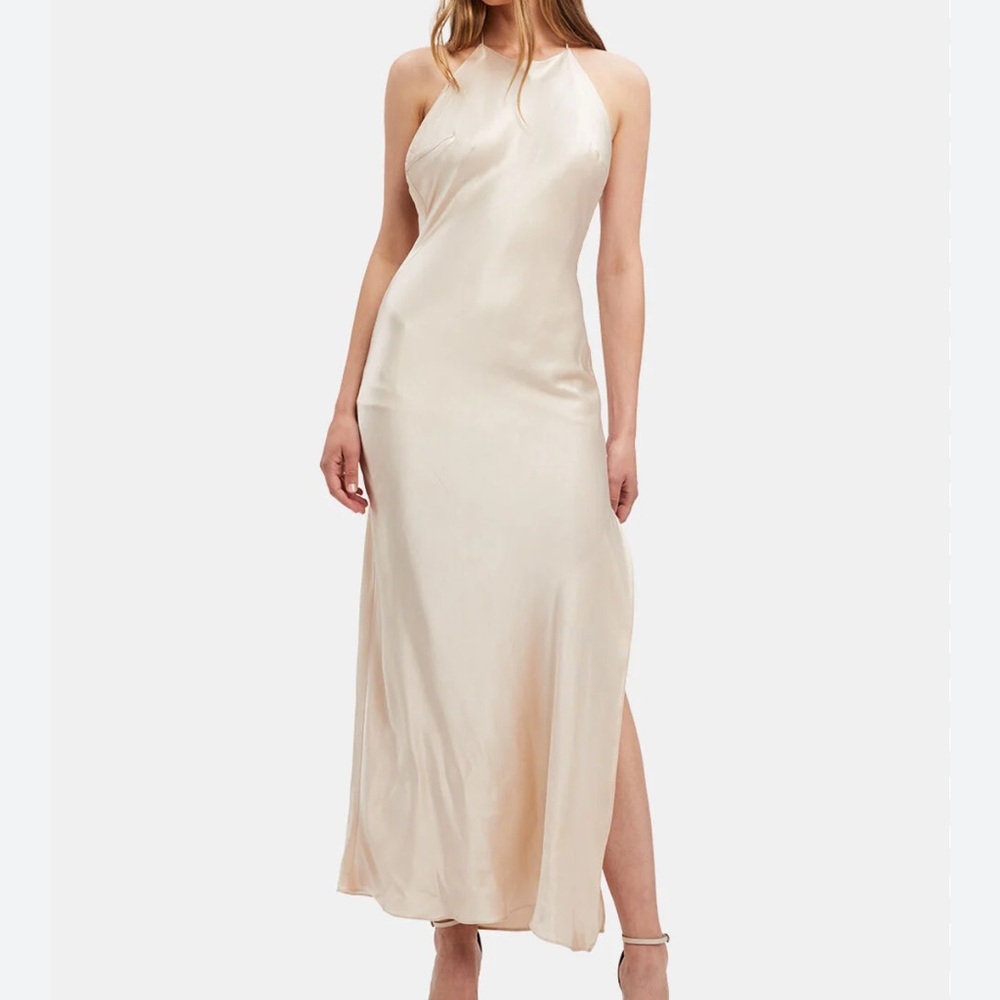 Bardot open back midi slip dress
